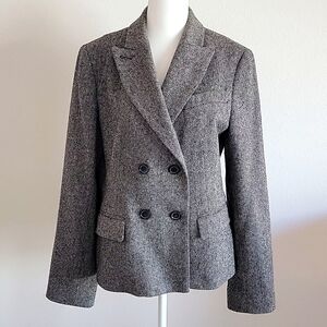 Talbots Women's Size 12 Grey Double Breasted Herringbone Jacket.